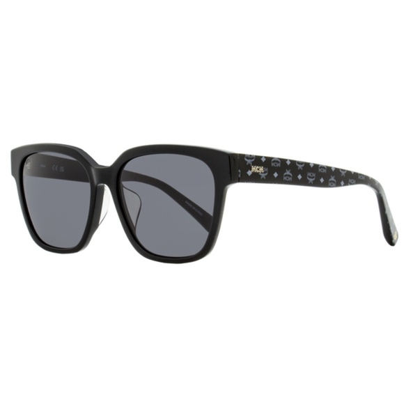 MCM Black Square Sunglasses with Grey Lenses and Logo Arms main image 5